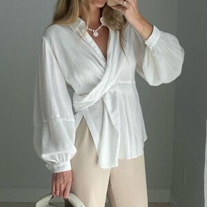 New S.Deer White Shirt Blouse, S